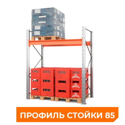 Стеллаж металлический паллетный 2000х1800х1100 мм. Ярусы: пол+1
