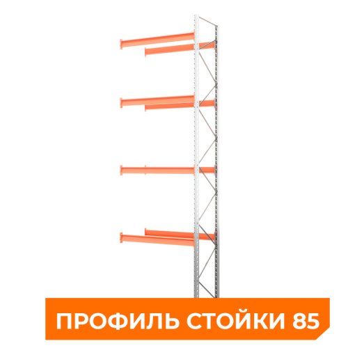 Секция приставная стеллажа металлического паллетного 6000х1800х1100 мм. Ярусы: пол+4