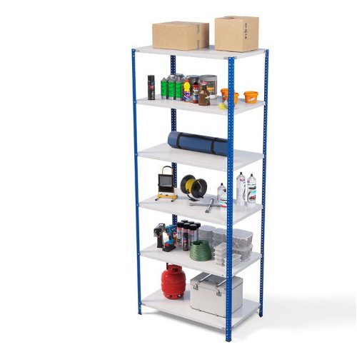 Стеллаж металлический ТС Лайт, синие стойки, 2500x1000x300 мм. Полки: 6 шт. металл (ТС 220100306с)