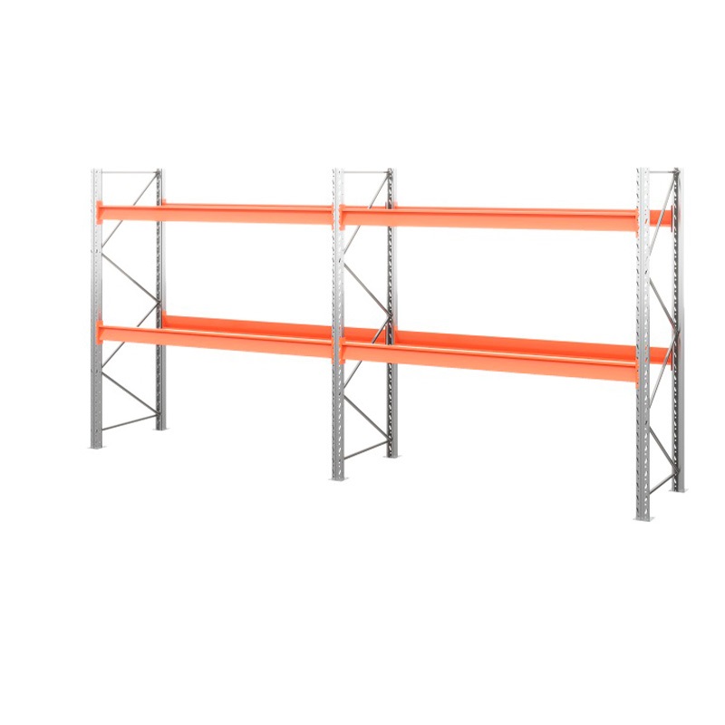 Две секции стеллажа металлического паллетного 2500х2700х1100 мм (100.1.5). Ярусы: пол+2