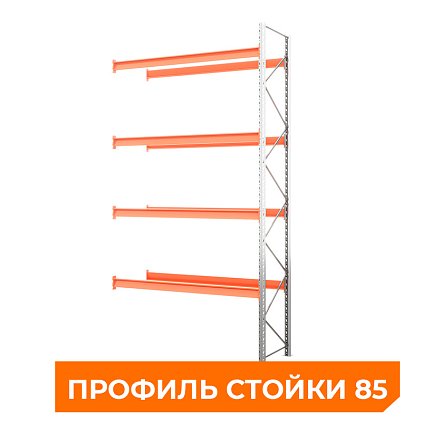 Секция приставная стеллажа металлического паллетного 6000х2700х1100 мм. Ярусы: пол+4